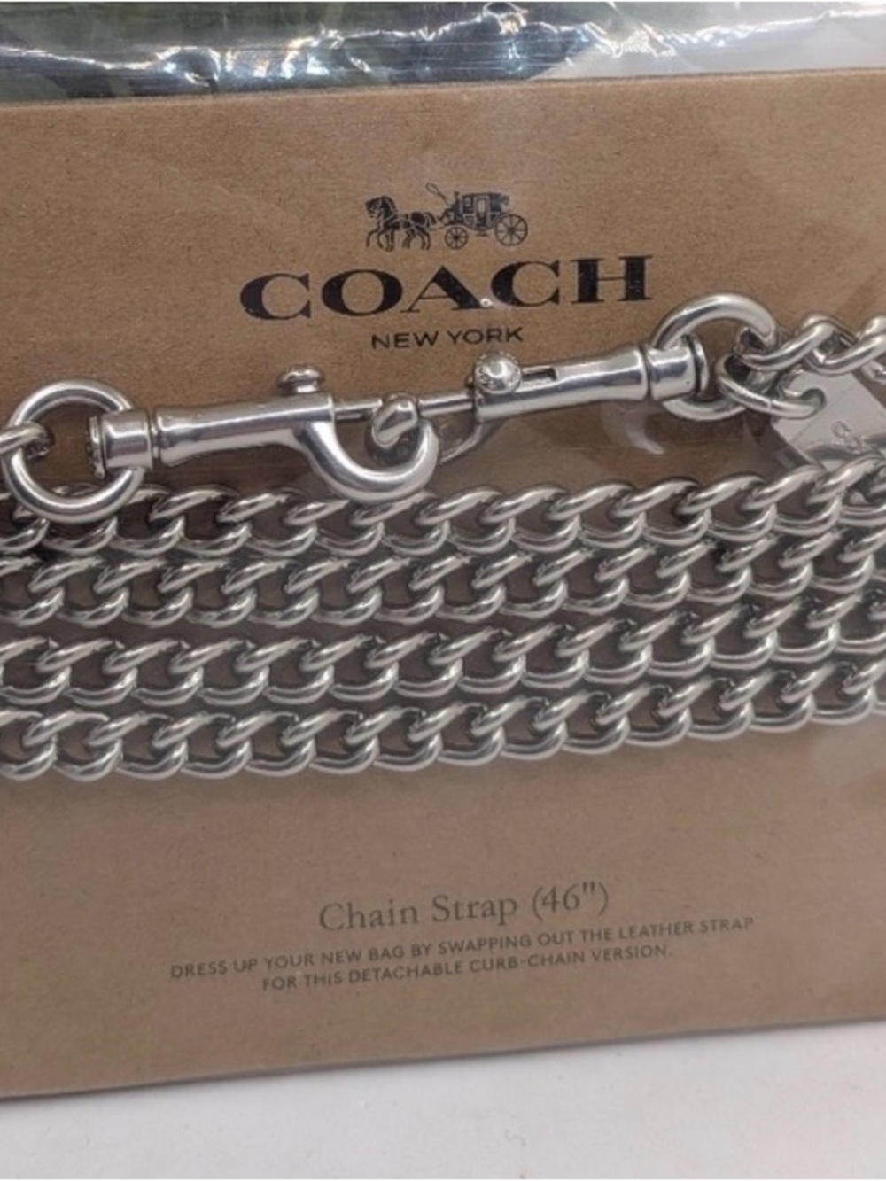 Coach Silver Metal Replacement Chain Strap 46” | Detachable | NWT